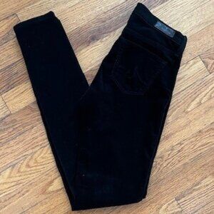 AG Adriano Goldschmied The Legging Velvet Super Skinny Pants Black size: 25R